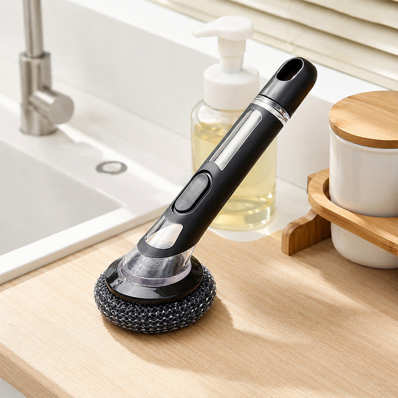 Soap dispensing kitchen scrub brush