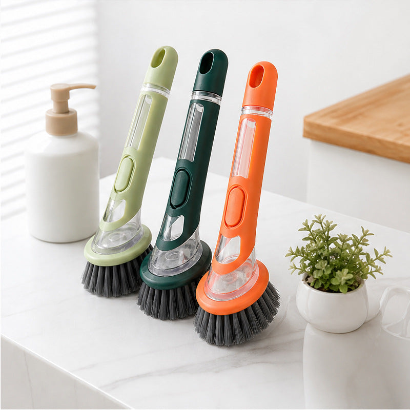 Soap dispensing kitchen scrub brush